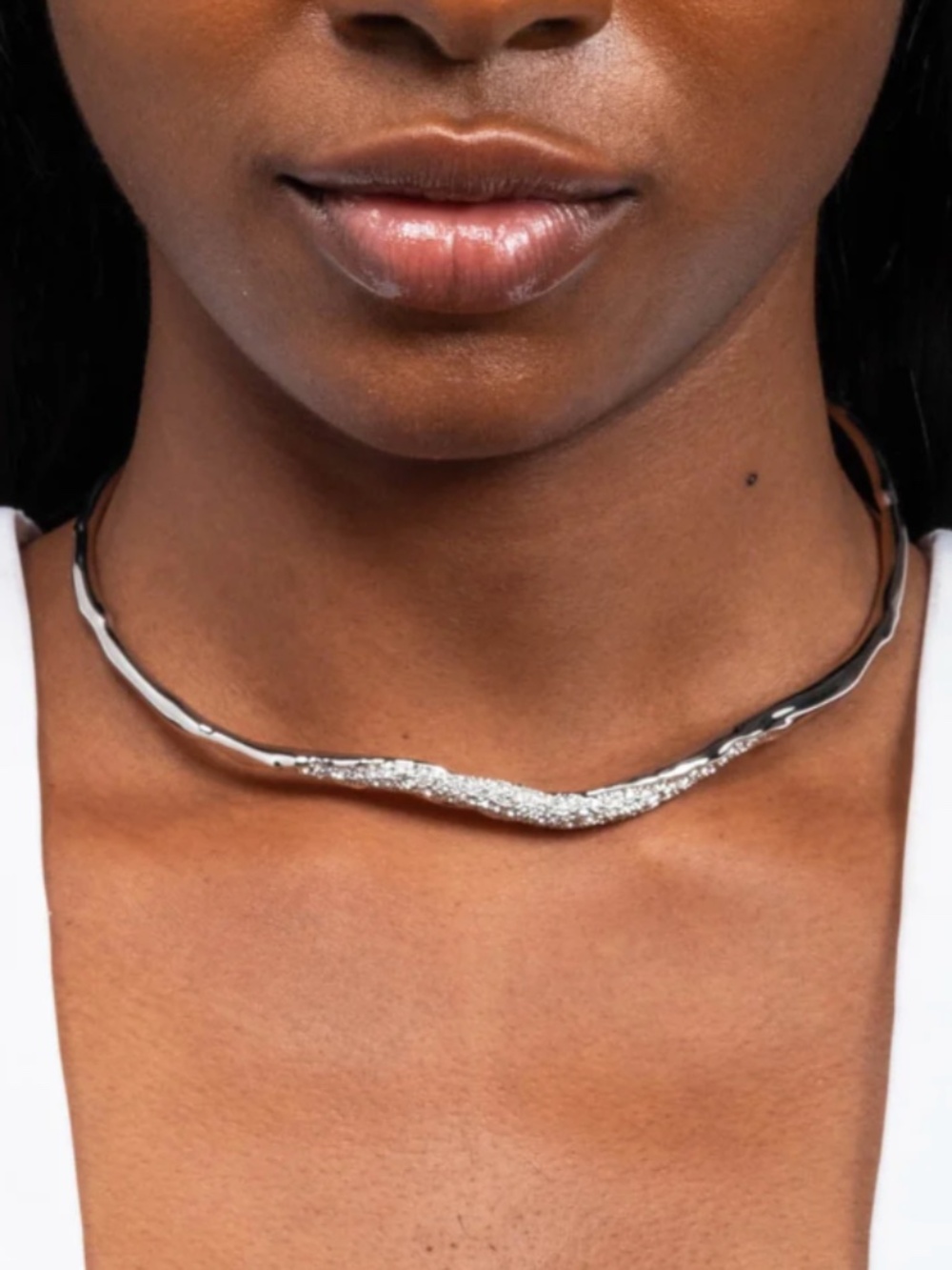 Alexis Bittar Solanales Silver Crystal Skinny Collar